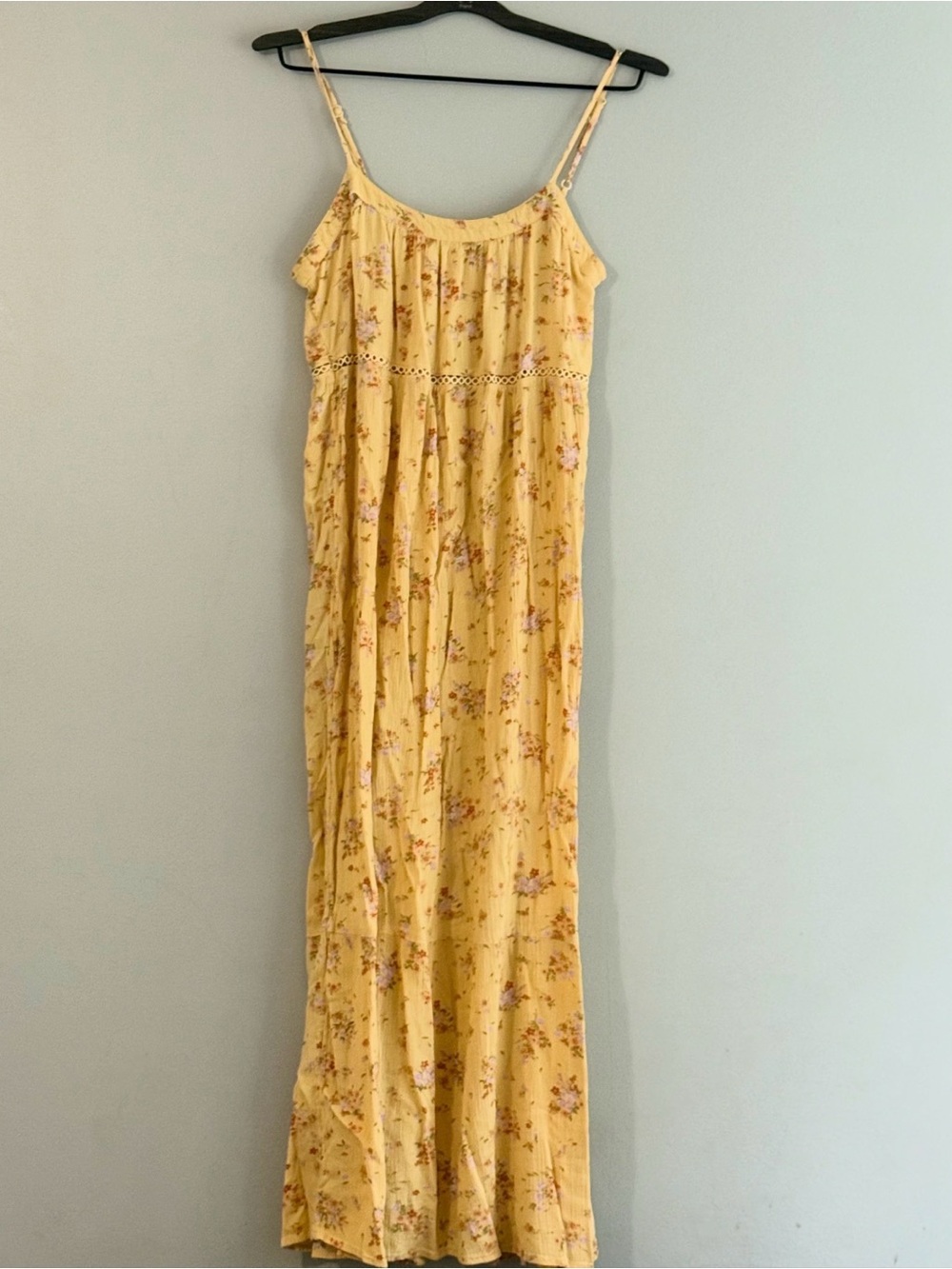 Pink Rose Yellow Floral Maxi Dress